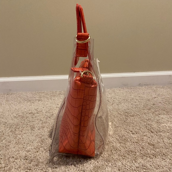 3-pc clear tote purse with smaller bag and detachable strap - Picture 5 of 6
